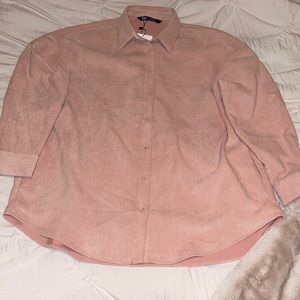 NWT Zara oversized pink corduroy shirt